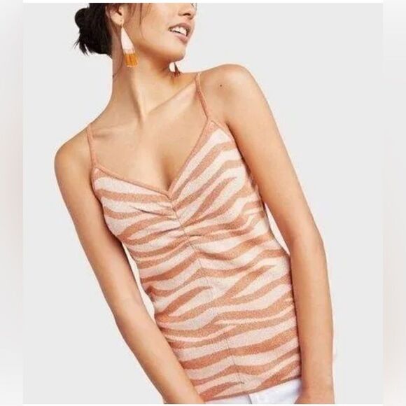 Anthropologie Cora Metallic Zebra Tank-Sz XS - Picture 1 of 8
